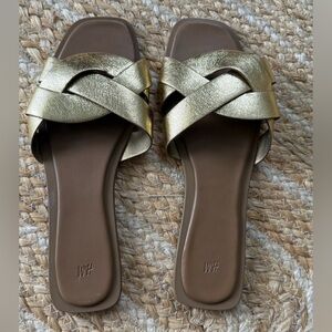 H&M Metallic Gold and Brown Sandals